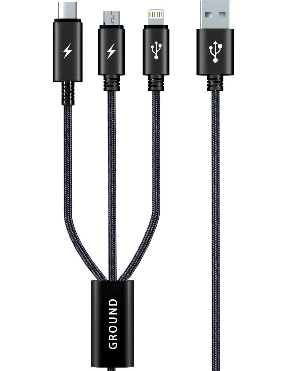Cable lightning, micro USB y tipo C a tipo USB A de 1 m Cable lightning, micro USB y tipo C a tipo USB A de 1 m