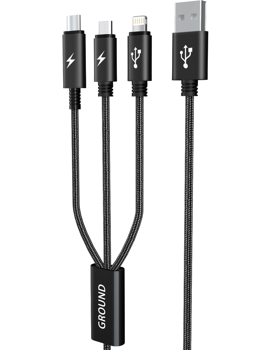 Cable lightning, micro USB y tipo C a tipo USB A de 1 m 2