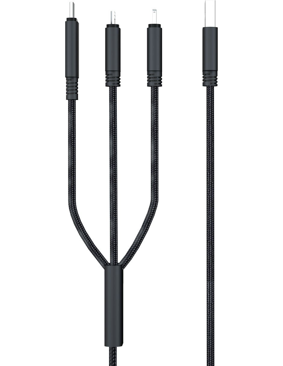 Cable lightning, micro USB y tipo C a tipo USB A de 1 m 3