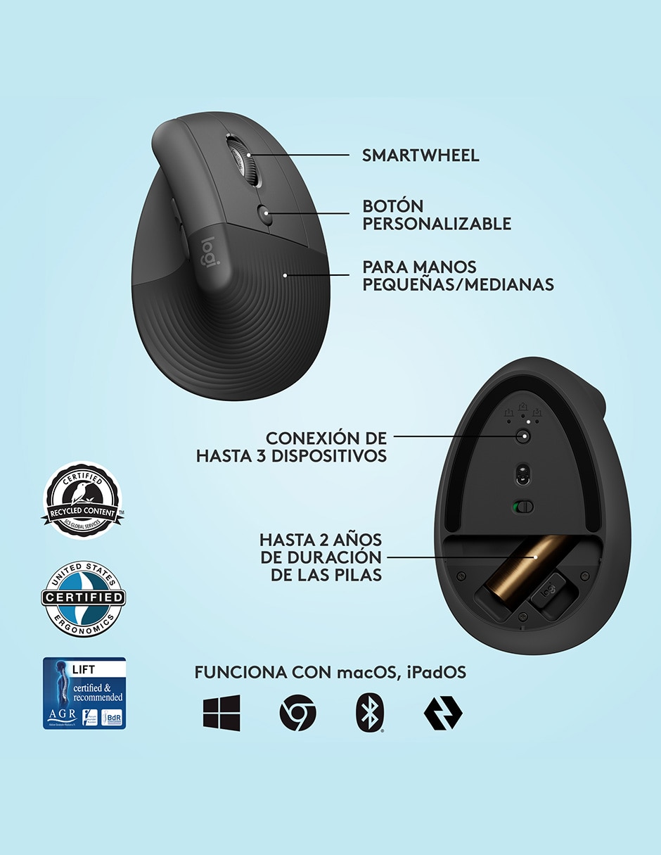 Mouse inalámbrico Lift Vertical 6