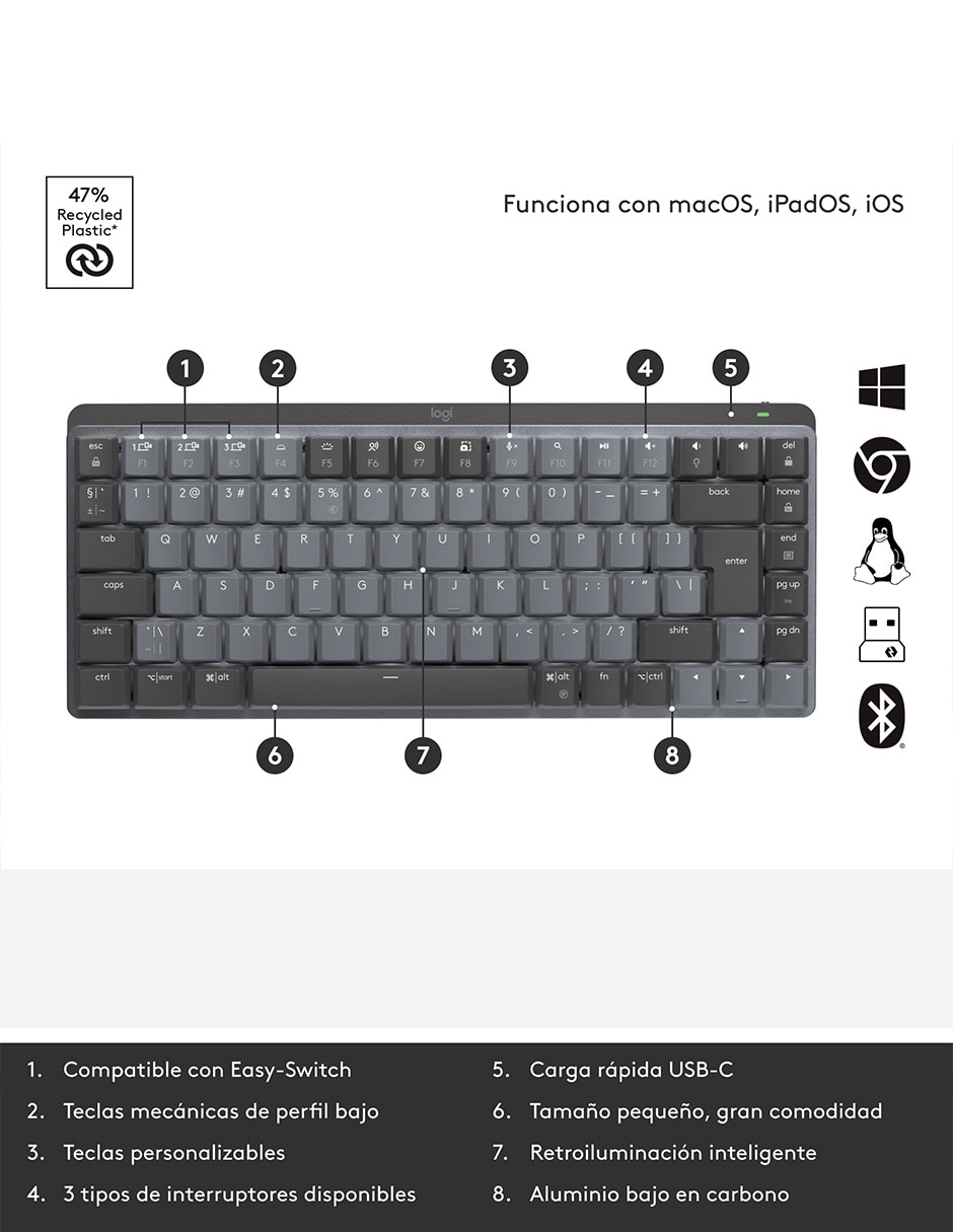 Teclado conexión inalámbrica Mx Mecánico Mini 6