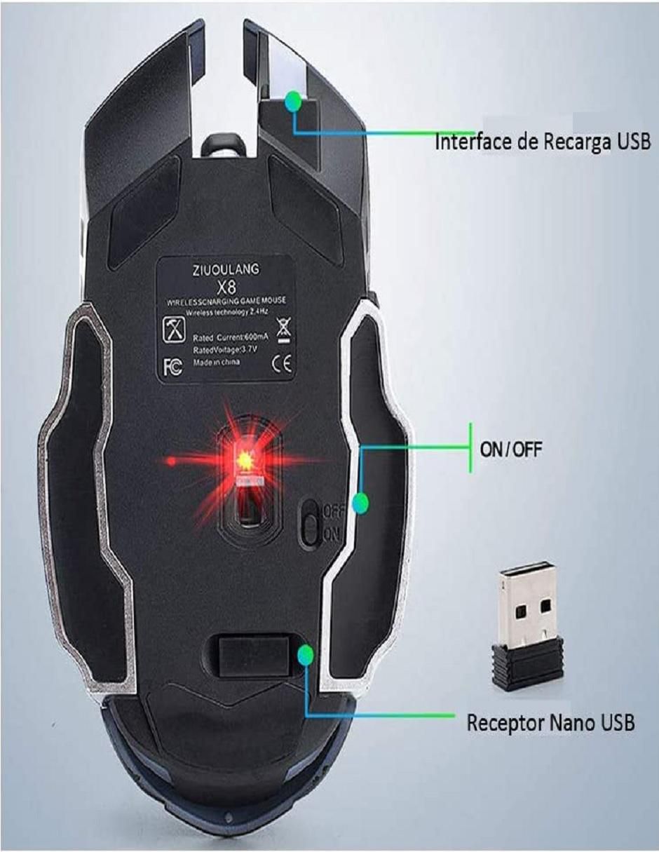 Mouse gamer inalámbrico Ziyou Lang X8 3