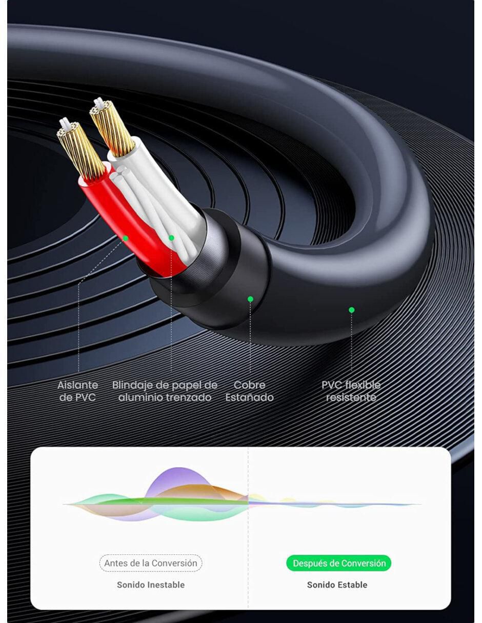 Cable RCA a tipo auxiliar 3.5 mm de 25 cm 4