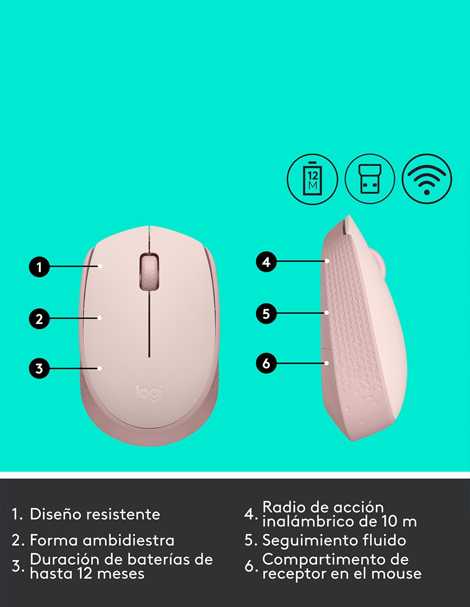 Mouse Inalámbrico m170 910-006862 7