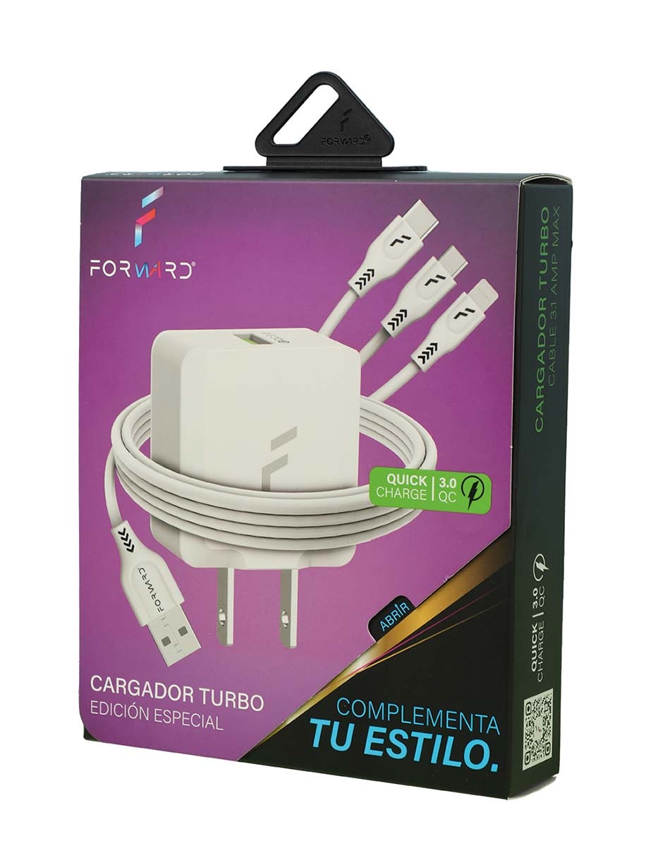 Adaptador de corriente Lightning + Micro-USB + USB + USB tipo C