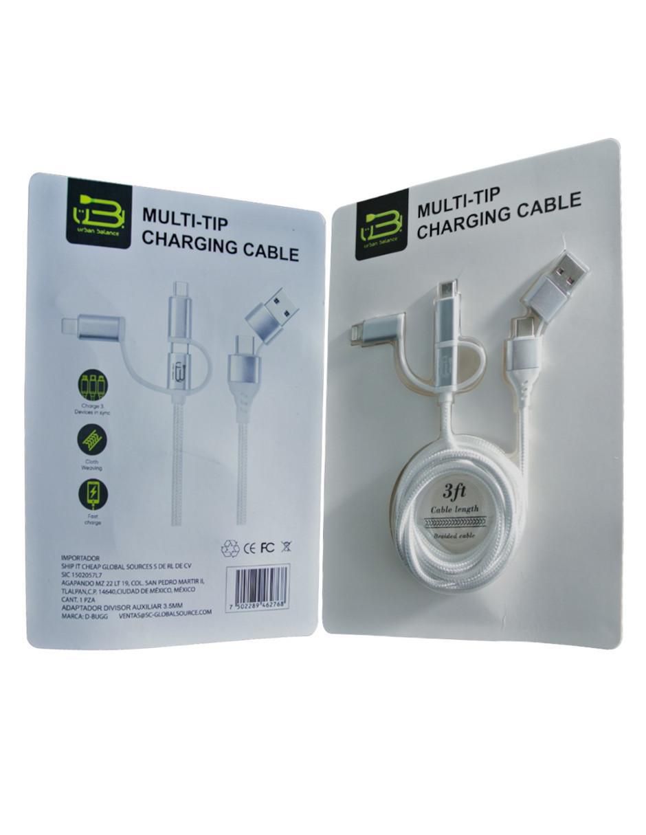 Cable lightning, micro USB y tipo C a tipo USB A de 1 m 2
