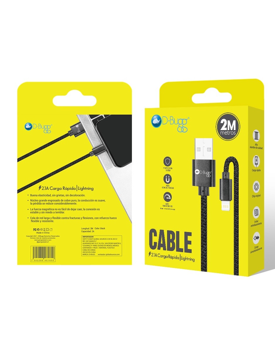 CABLE LIGHTING DBUGG Cable de 2, NEGRO