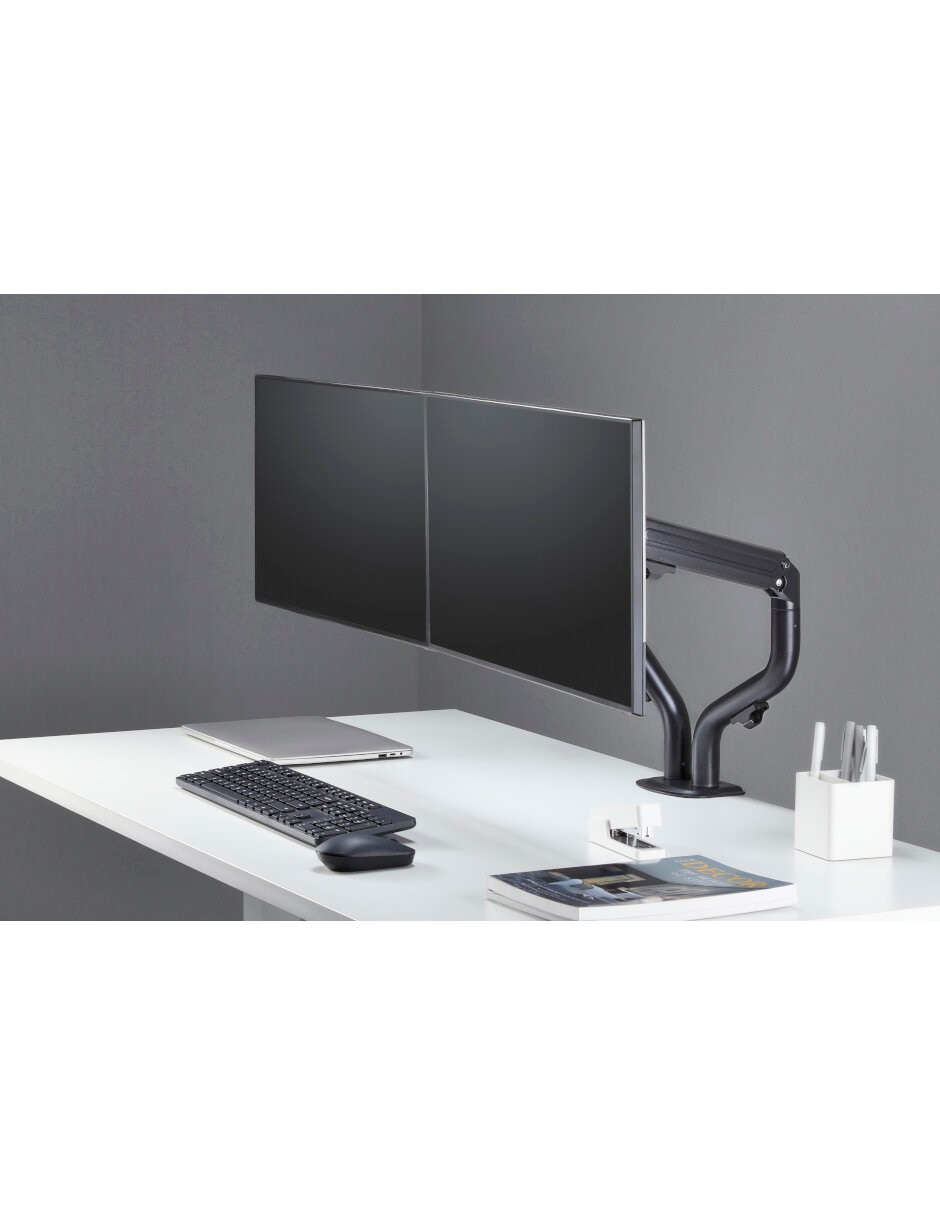 Soporte doble brazo de escritorio para dos monitores de 17 a 32 con una  máxima extensión de 45cm Green Mount