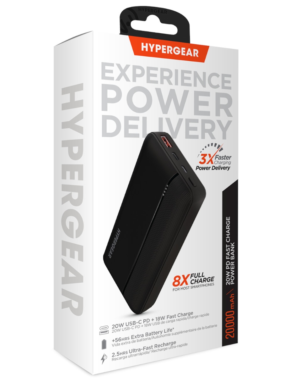 HYPERGEAR - Cargador Portátil 5000 mAh y 20W / 1 USB-A + 1 USB-C / Pila Batería  Inalámbrico / Negro (15455) - ImportaTech