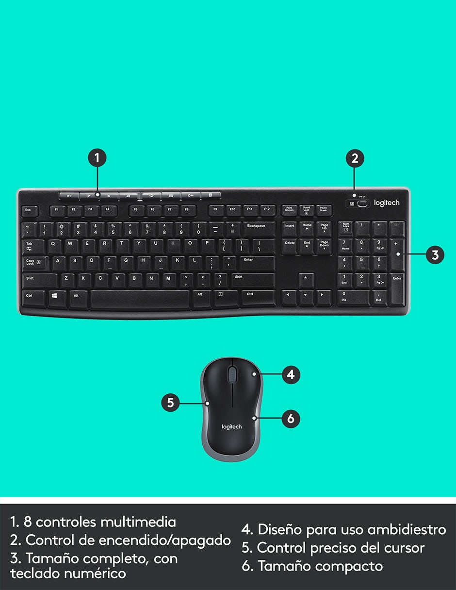 Mouse y teclado MK270 6