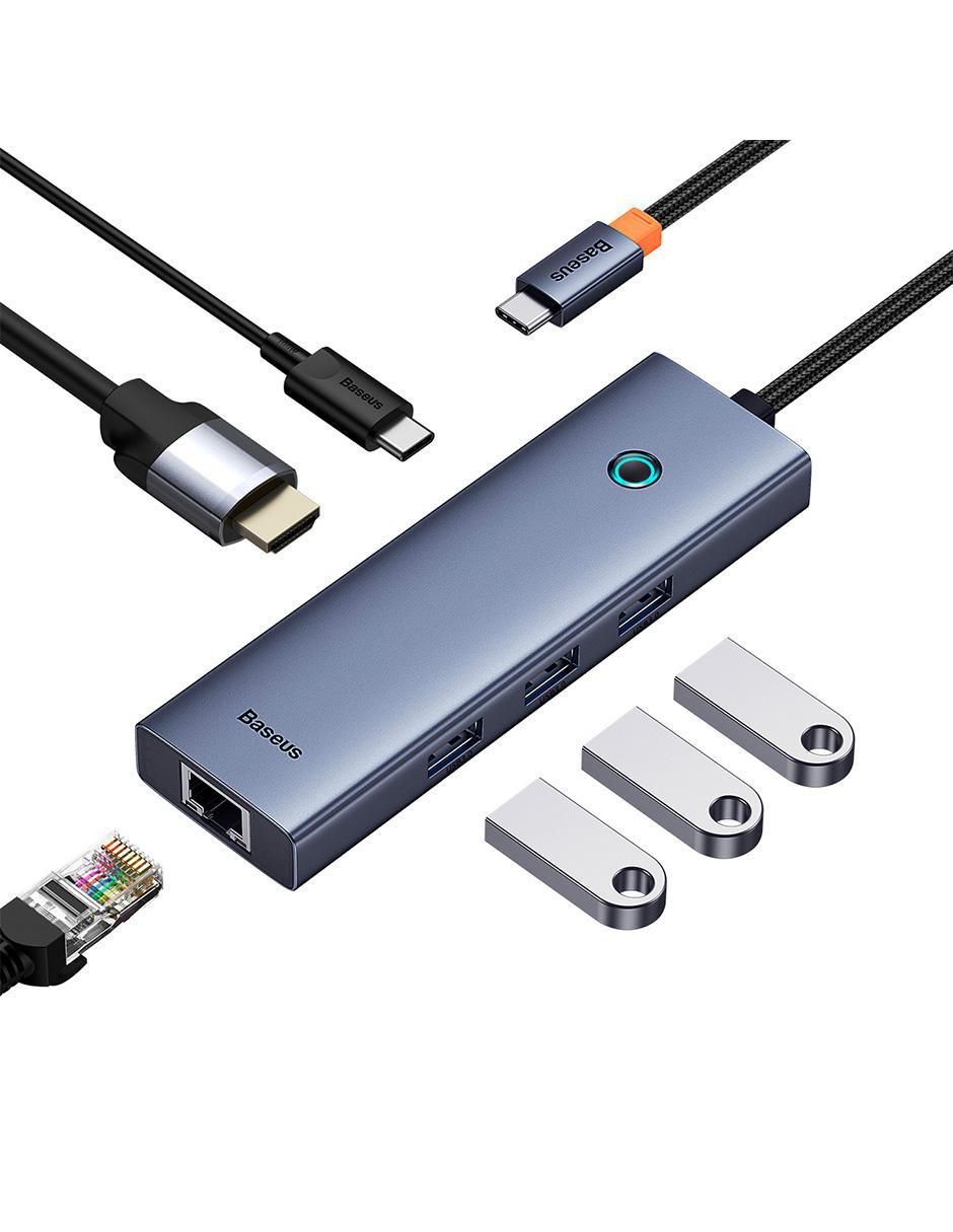Hub Tipo C a HDMI + USB3.0 x 3 + PD + RJ45 de 6 contactos 2