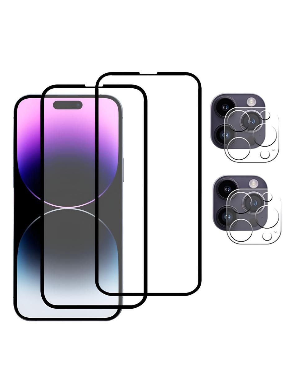 2 Piezas Vidrio Templado 9D contorno Negro para iPhone 12