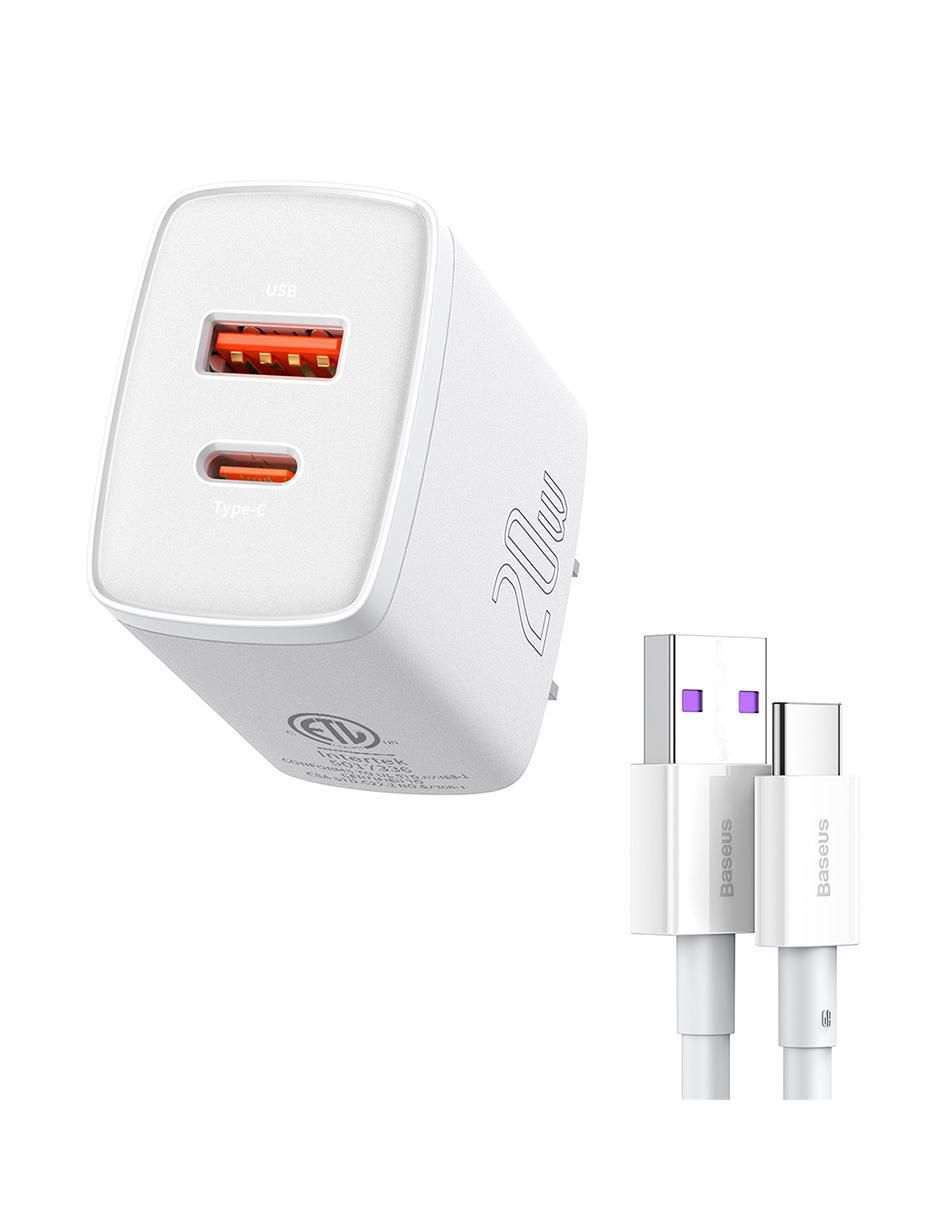 Cargador pared USB tipo A + USB tipo C