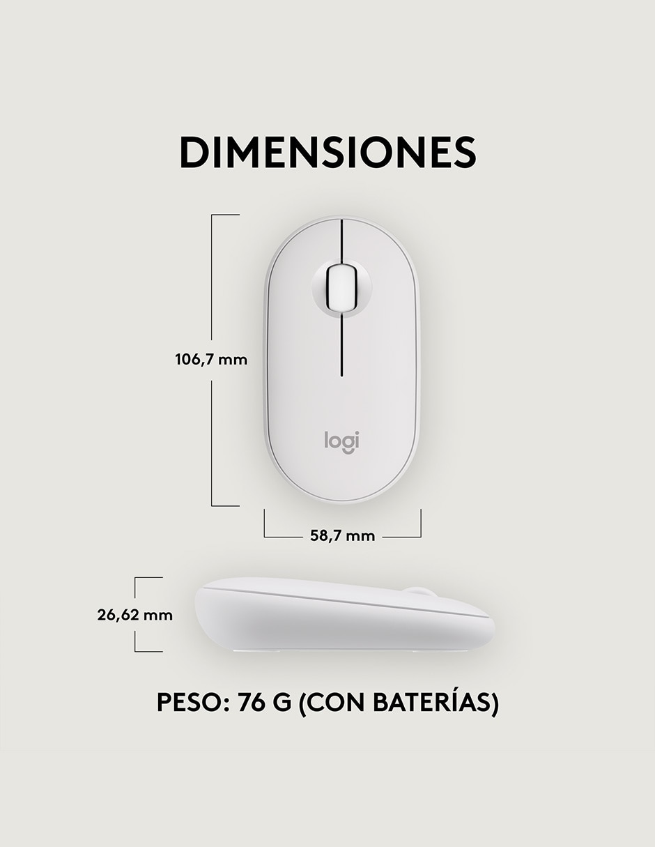 Mouse inalámbrico Pebble2 M350s 910-007047 10