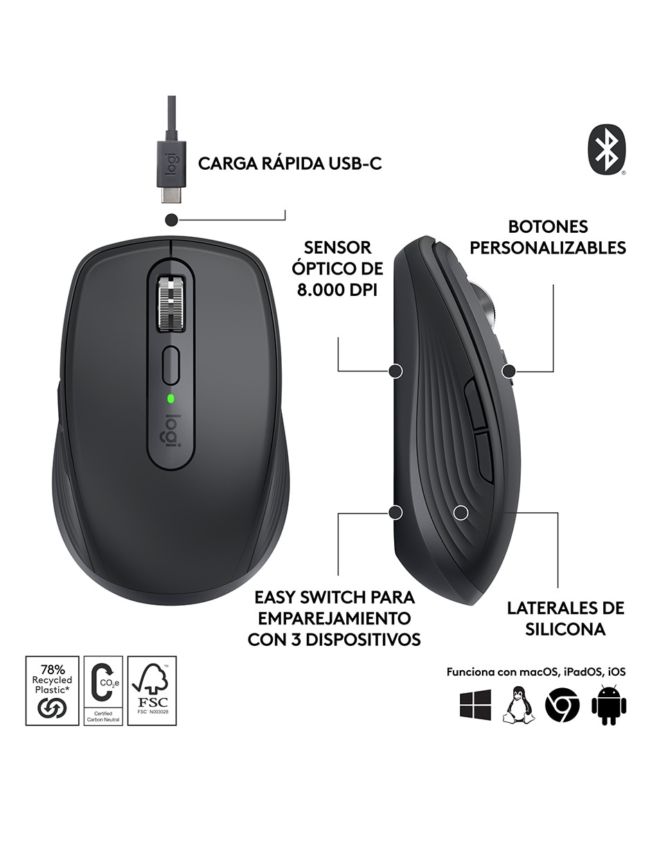 Mouse Inalámbrico mx anywhere 3s 910-006932 6