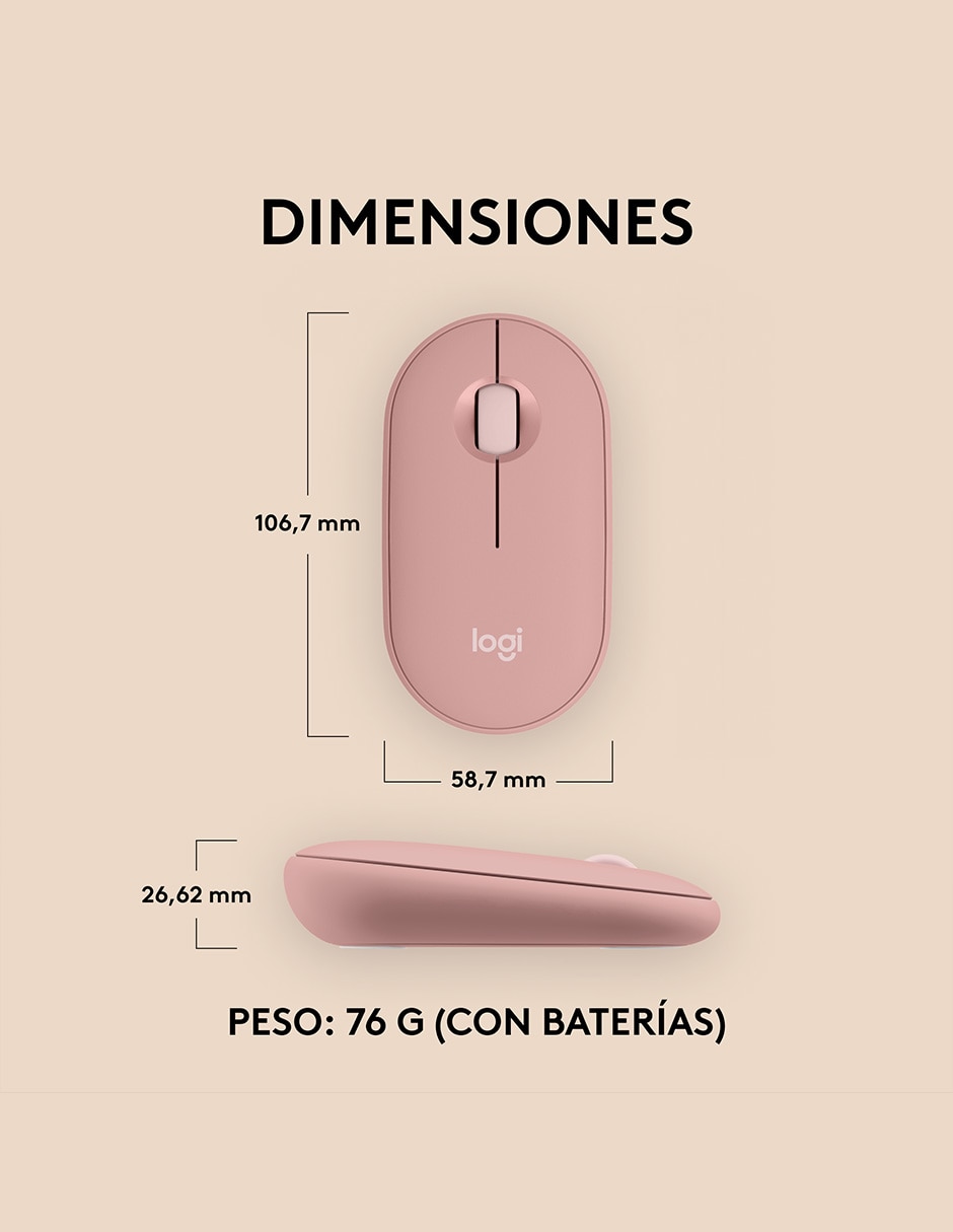 Mouse inalámbrico Pebble2 M350S 910-007048 10