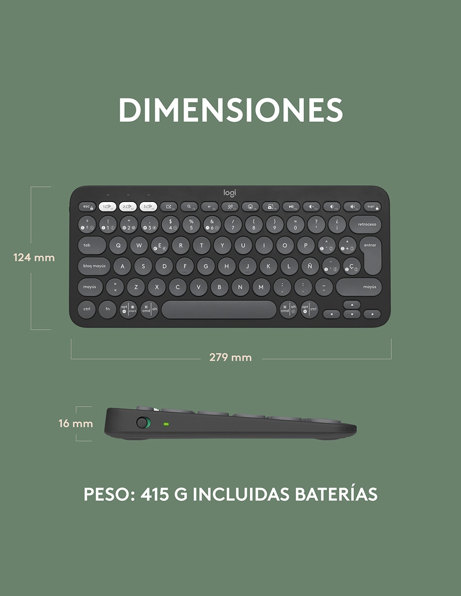 Teclado inalámbrico Pebble Keys2 K380S 11
