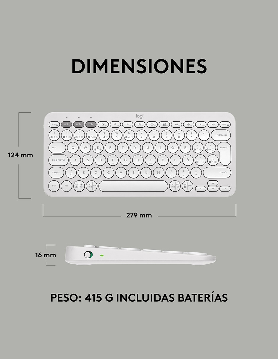 Teclado inalámbrico Pebble Keys2 K380S 11