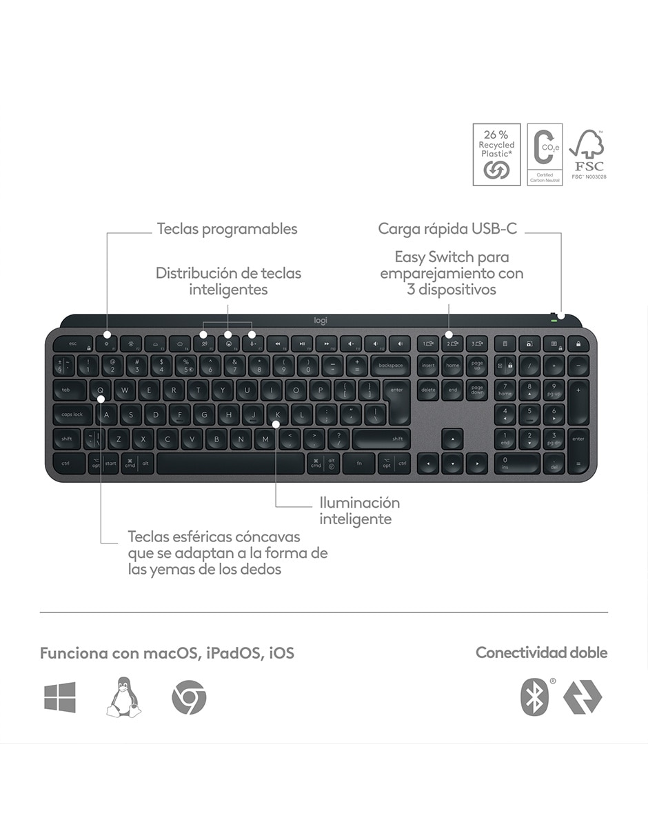 Teclado conexión inalámbrica MX Keys S 6