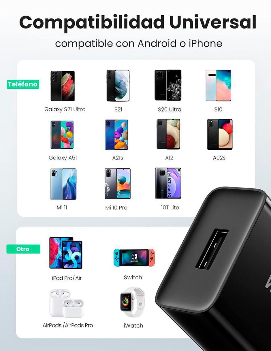 Cargador pared USB tipo A 4