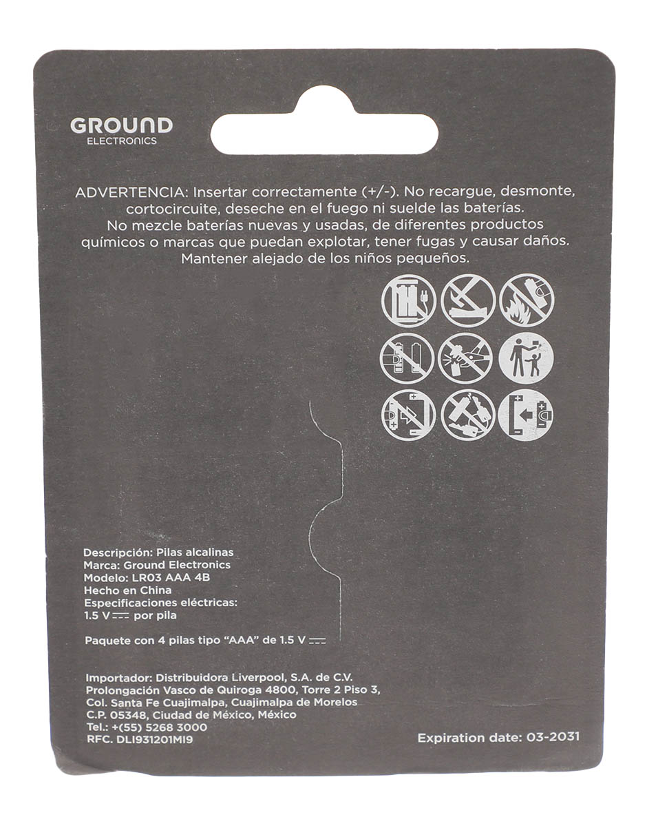 Batería AAA Alcalino 1.5 V 3
