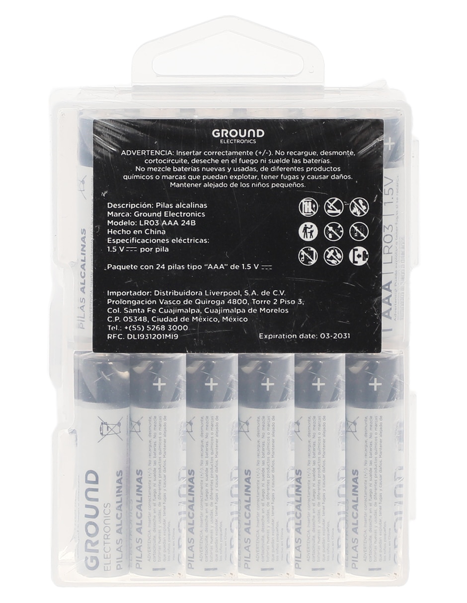 Paquete de pilas AAA Alcalino 1.5 V 3