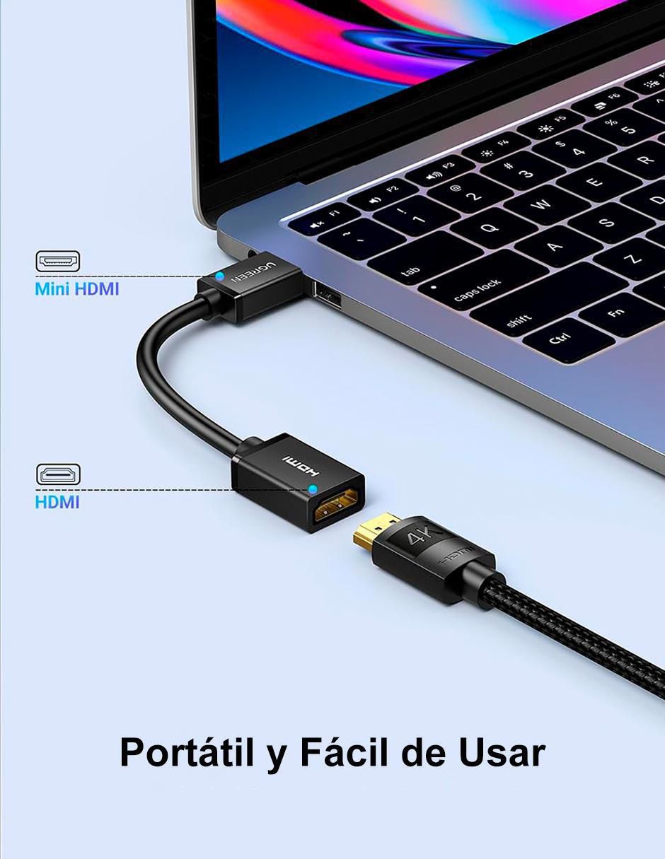 Cable mini HDMI a tipo HDMI 4K de 22 cm 4