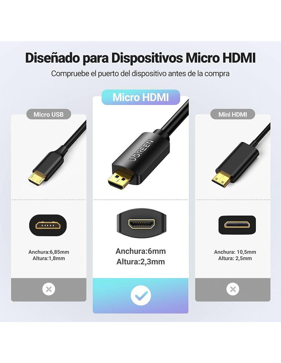 Cable micro HDMI a tipo HDMI 4K de 20 cm 5