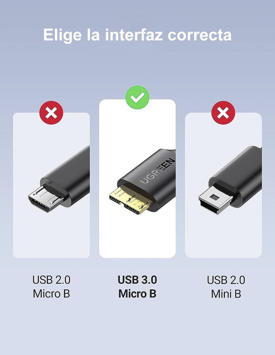 Cable micro B a tipo USB C de 1 m 5