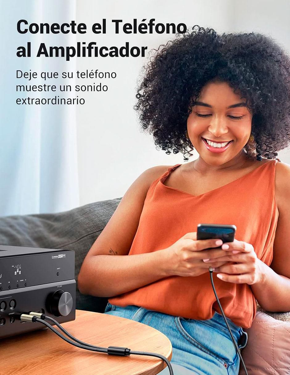 Cable auxiliar 6.35 mm a tipo auxiliar 3.5 mm de 2 m 3