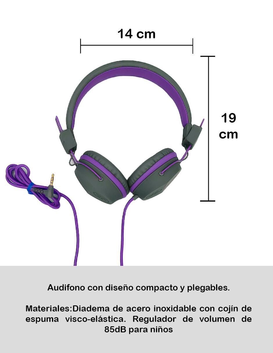 Audífonos On-Ear Jlab Buddies Morado alámbricos con cancelación de ruido 3