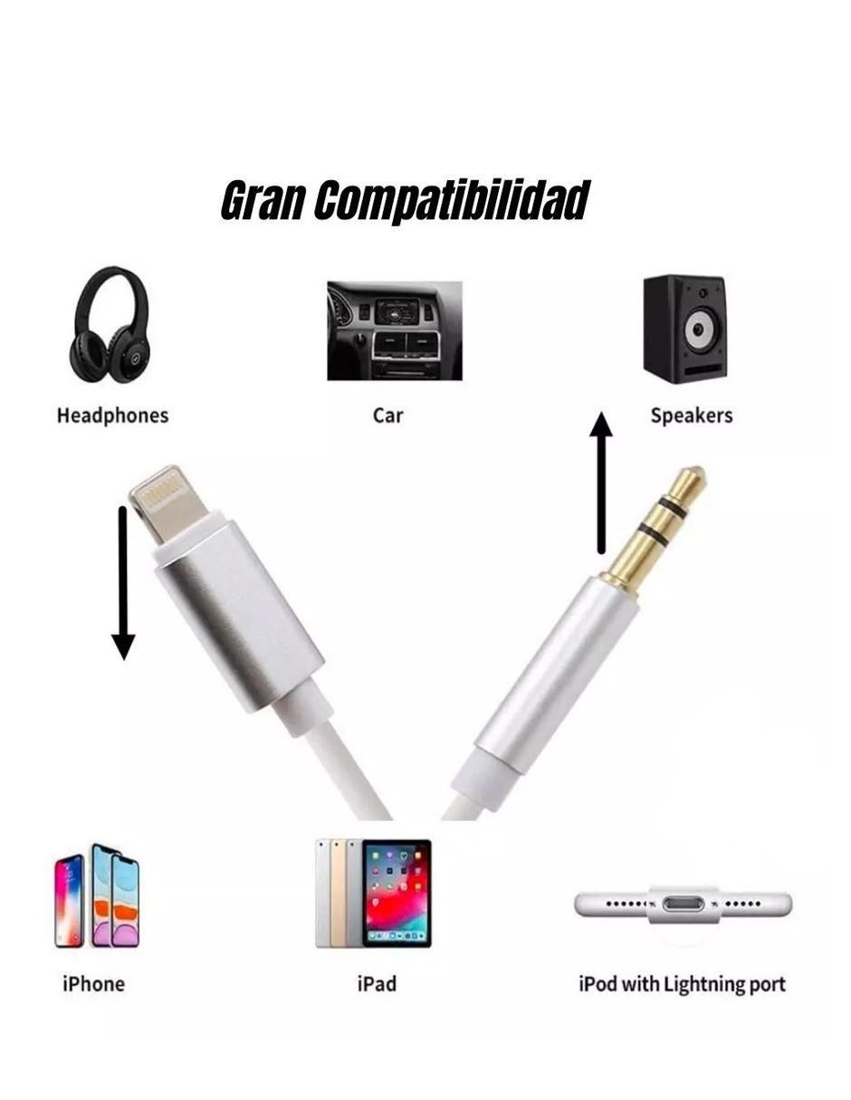 "cable" auxiliar 3.5 mm mr. gadgets "a tipo" lightning "de" 1 m