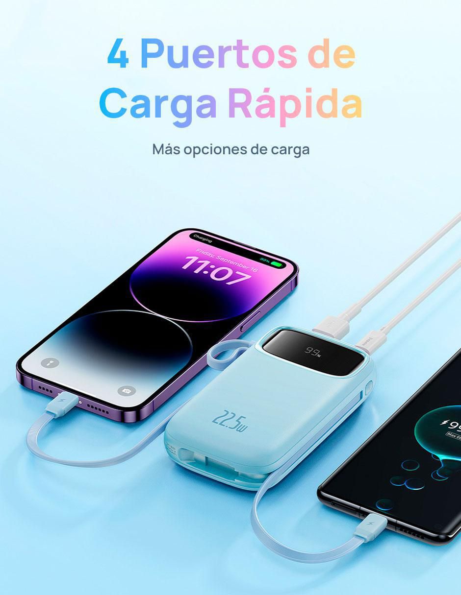 Batería portátil baseus 10000 mah qpow2 dual
