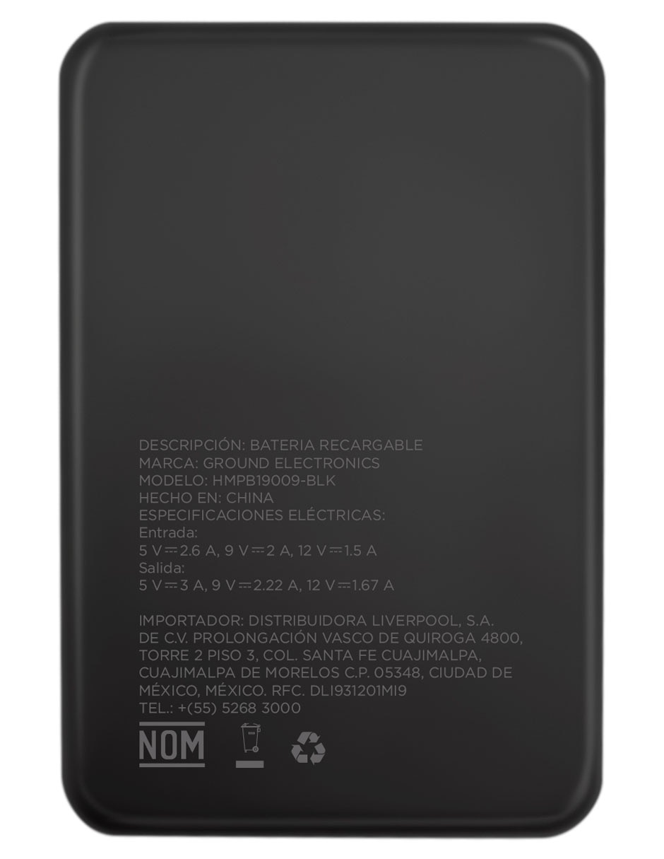 BATERÍAS GROUND 5000 MAH, NEGRO
