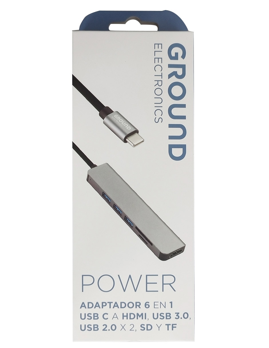 Hub USB 6 a HDMI, USB 3.0, USB 2.0 x 2, SD y TF de 6 contactos