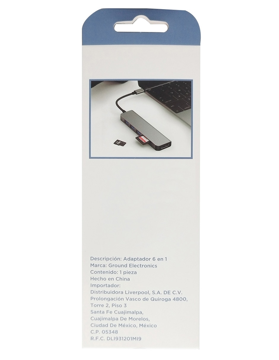 Hub USB 6 a HDMI, USB 3.0, USB 2.0 x 2, SD y TF de 6 contactos 2