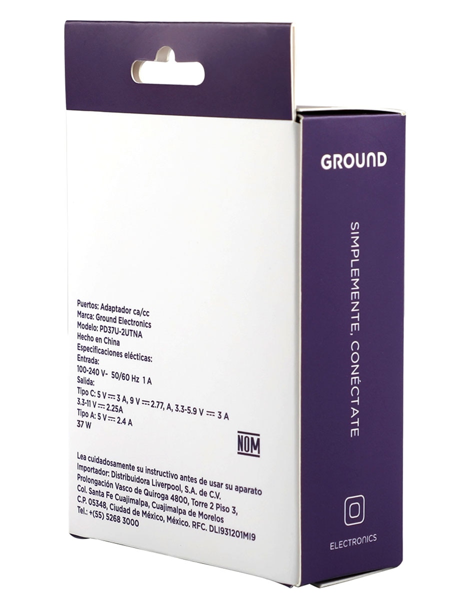 ADAPTADOR GROUND 37W, NEGRO