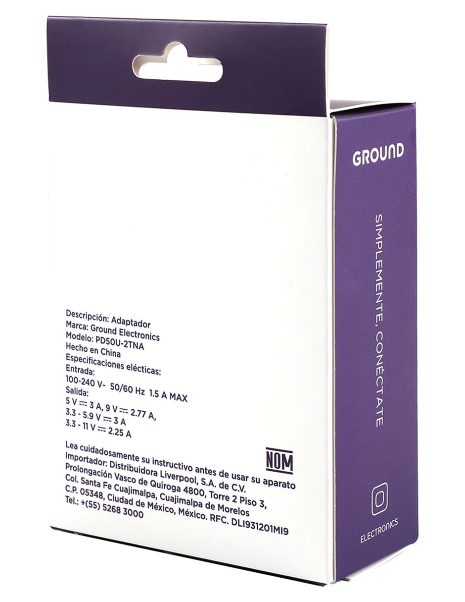 ADAPTADOR GROUND 50 WATTS, NEGRO