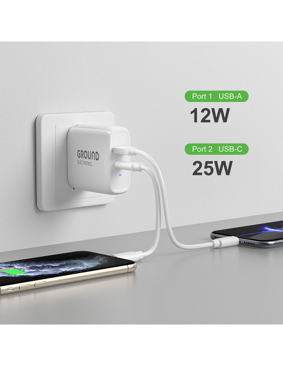 Cargador pared de 37 W USB tipo A y USB tipo C 7
