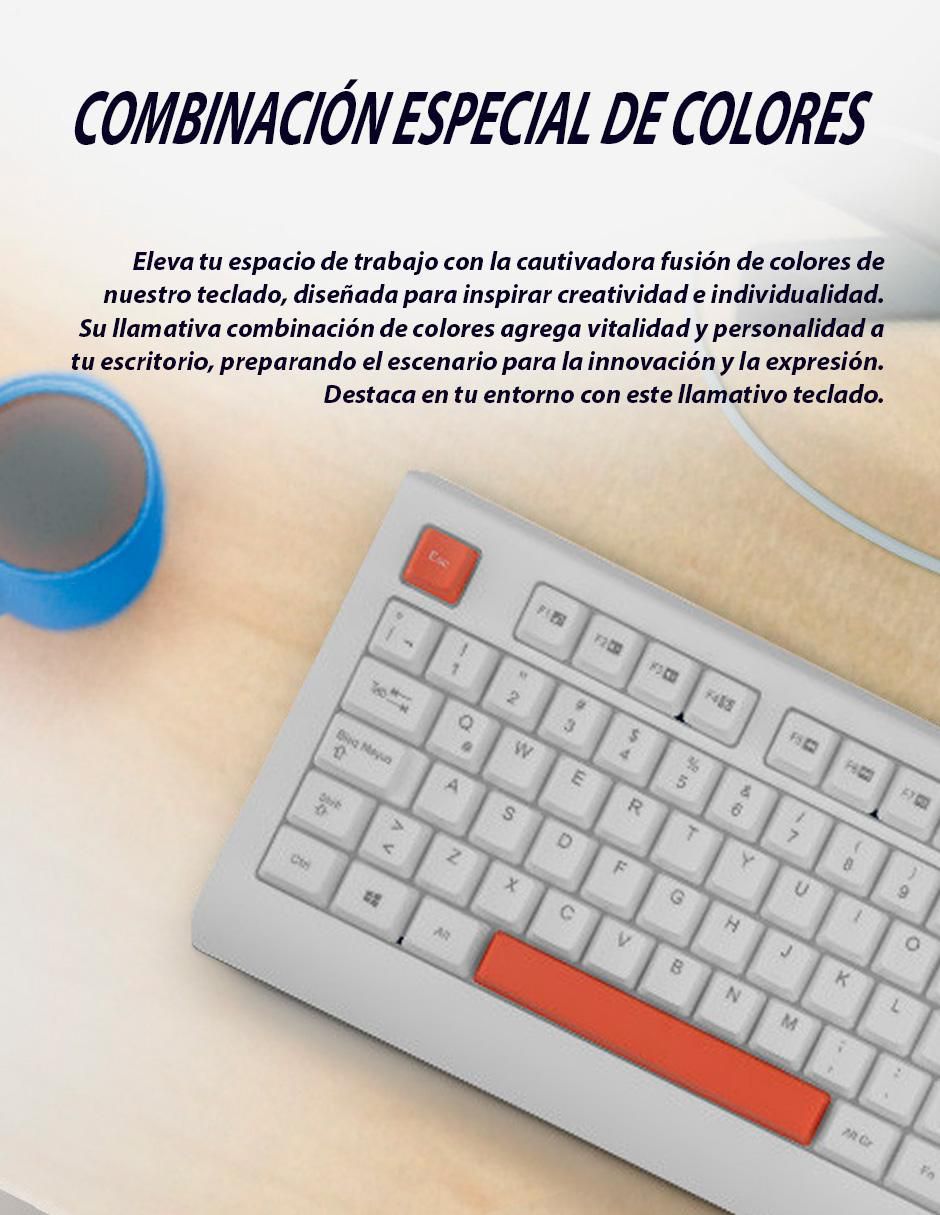 Teclado conexión alámbrica Colorful GGK-ESMWR-02-WH 14