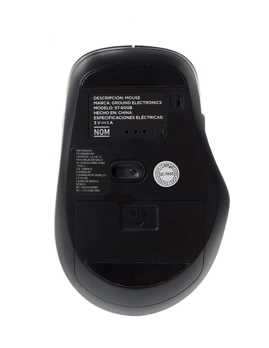 MOUSE GROUND INALAMBRICO PILA, NEGRO