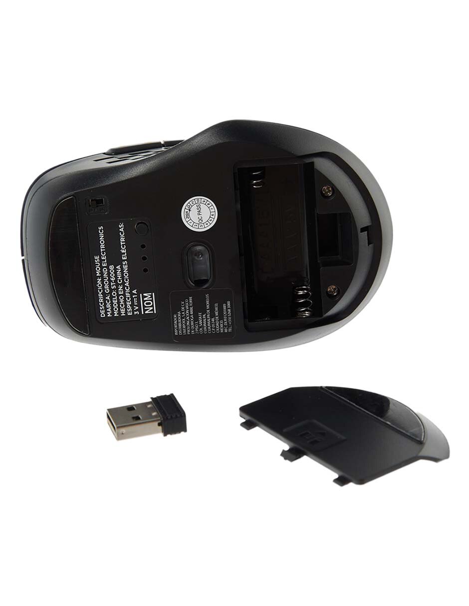 MOUSE GROUND INALAMBRICO PILA, NEGRO