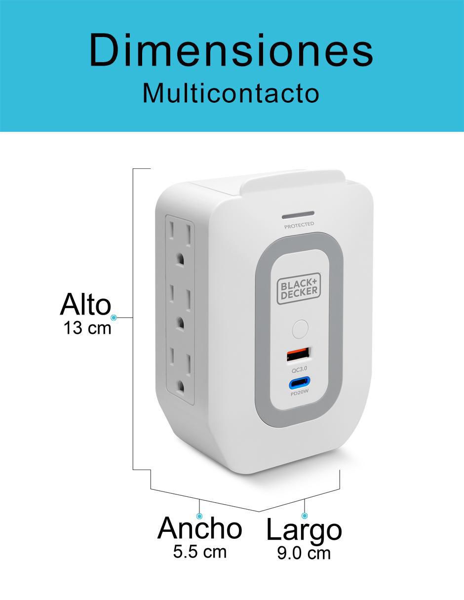 Multicontacto BDXEEMTTAP4 de 6 contactos aterrizados y 2 contactos USB para recarga 2