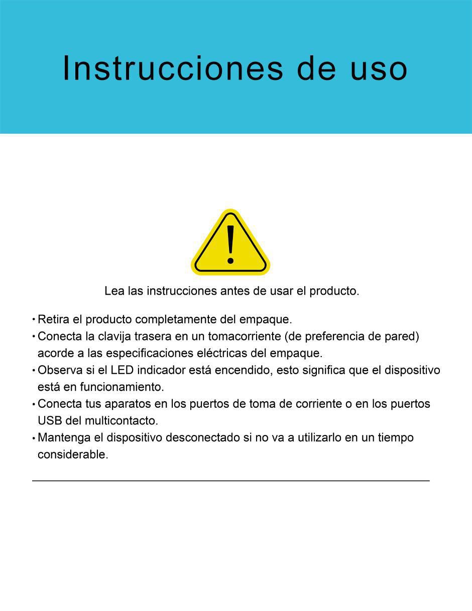 Multicontacto BDXEEMTTAP4 de 6 contactos aterrizados y 2 contactos USB para recarga 7