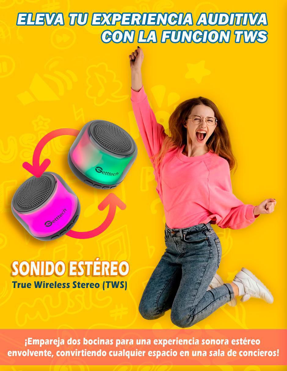 Bocina portátil MINI GUS-ETRBT-01​_RGB_BT_TWS bluetooth 2