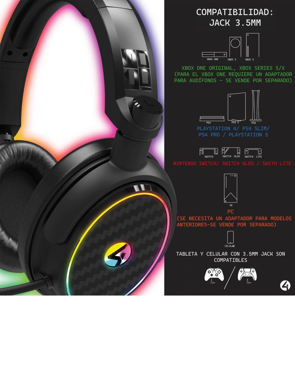 Audífonos gamer alámbricos 3