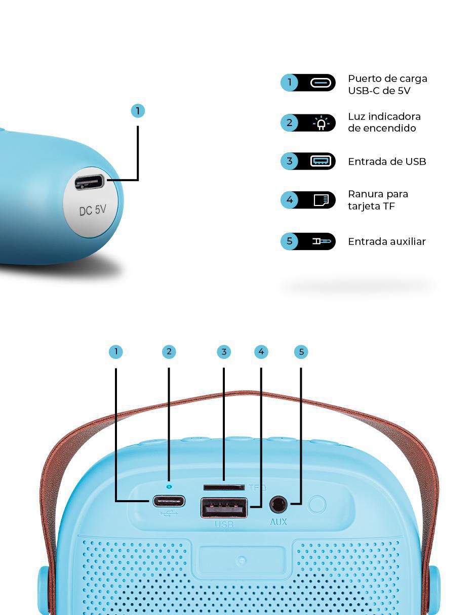 Bocina recargable DN-SPK01A bluetooth 2