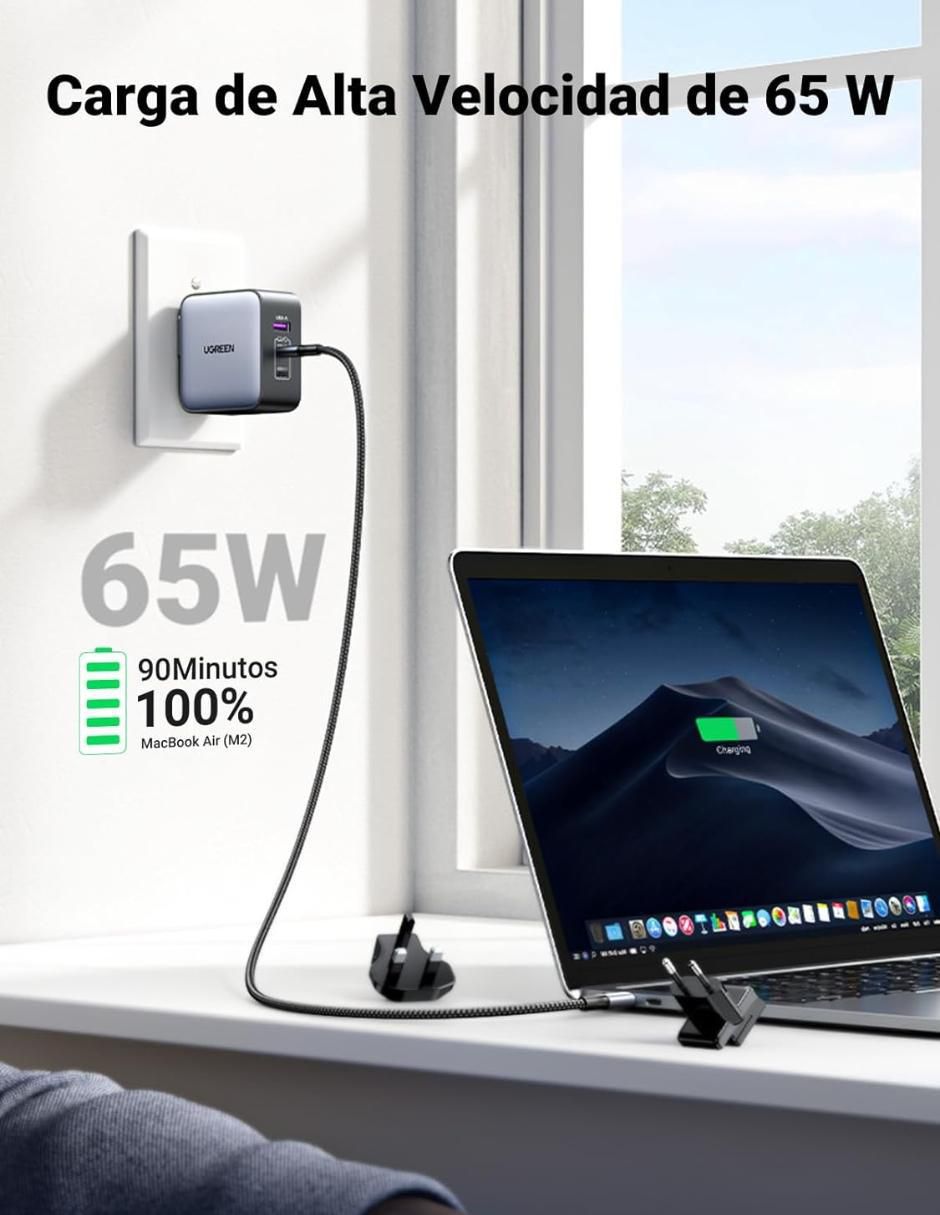 Cargador pared USB + USB tipo C 2
