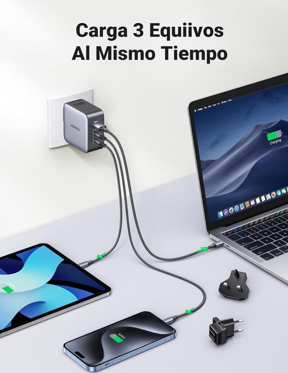 Cargador pared USB + USB tipo C 3