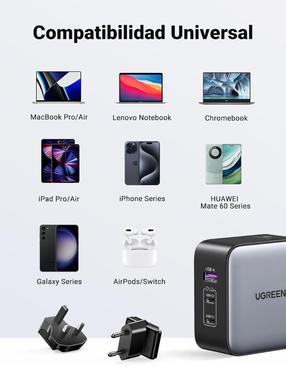 Cargador pared USB + USB tipo C 6